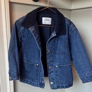 Zara Kids Dark Blue Jean Jacket with Black Collar